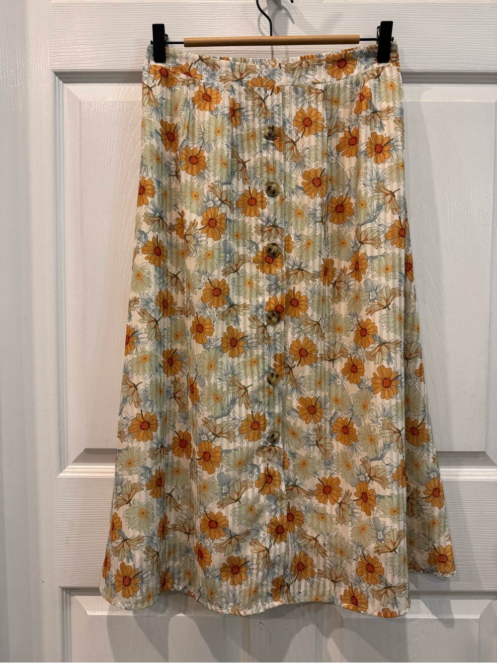 Hayden Los Angeles Floral Pleated Skirt Lined Faux Button Front Size Small